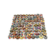 100Pcs Mixed Color Silver Plated Big Hole Loose Beads Fit European Jewelry Braclet Charms DIY EF8