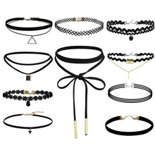 10Pcs Black Gothic Punk Velvet Tattoo Lace Choker Necklace Long Pendant Jewelry Women Collar Chocker EF8