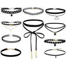 10Pcs Black Gothic Punk Velvet Tattoo Lace Choker Necklace Long Pendant Jewelry Women Collar Chocker EF8