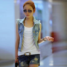 2XL Women Retro Washed Sleeveless Personalized Cardigan Vintage Jeans Denim Vest Waistcoat Coat Vest Jackets EF8