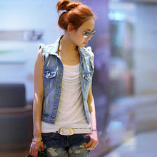 2XL Women Retro Washed Sleeveless Personalized Cardigan Vintage Jeans Denim Vest Waistcoat Coat Vest Jackets EF8