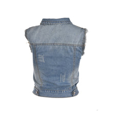 2XL Women Retro Washed Sleeveless Personalized Cardigan Vintage Jeans Denim Vest Waistcoat Coat Vest Jackets EF8