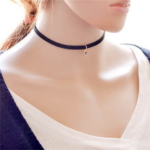 Black Leather Choker Necklace Wrap Gold Color Triangle Necklace For Women EF8