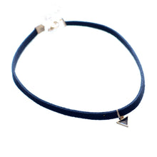 Black Leather Choker Necklace Wrap Gold Color Triangle Necklace For Women EF8