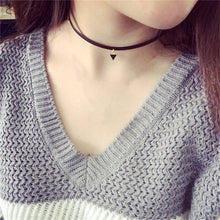 Black Leather Choker Necklace Wrap Gold Color Triangle Necklace For Women EF8