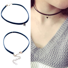 Black Leather Choker Necklace Wrap Gold Color Triangle Necklace For Women EF8