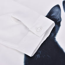 Cats Printed Pullover Shirts Long Sleeve Casual Women Korean White Blouse EF8