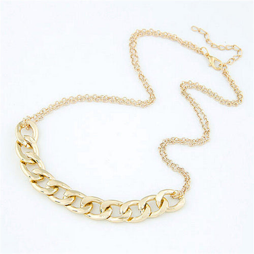 Charm two layer Chains Metal Gold Plated Circles Collar Pendant Necklace for Women Luxury Clavicle Necklaces EF8