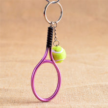 Men Women Tennis Racket Pendant Key Chain Key Ring EF8