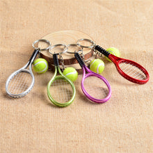 Men Women Tennis Racket Pendant Key Chain Key Ring EF8