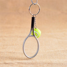 Men Women Tennis Racket Pendant Key Chain Key Ring EF8