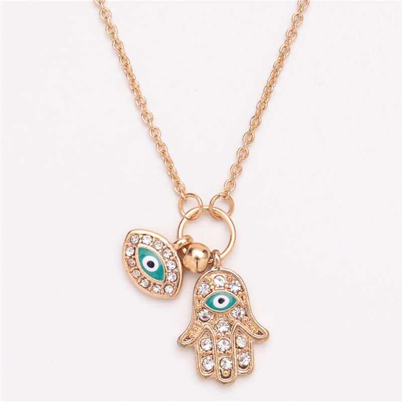 Fatima Hamsa H  Turkey Blue Evil Eye Necklace Charm Pendant Jewish Jewelry EF8