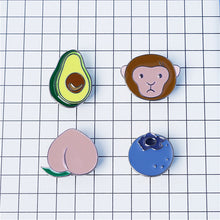 Metal Monkey Peach Blueberries Avocado Collar Pins Badge Corsage Brooch EF8
