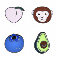 Metal Monkey Peach Blueberries Avocado Collar Pins Badge Corsage Brooch EF8