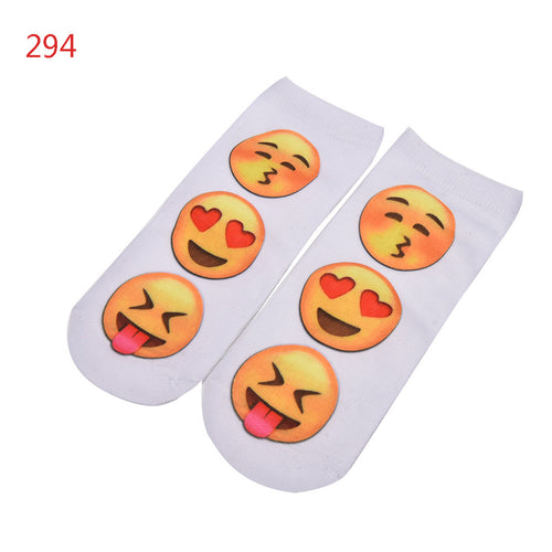 10 Styles Women 3D Printed Smiley Face Emoticons Emoji Amusing Ankle Socks Costume Accessories For Women EF8