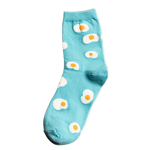 Japanese Women Wind Cloud Rain Weather Socks Cartoon Weed Egg Rural Striped Footprint Socks 5 Styles EF8