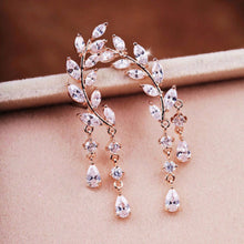 Design Rhinestone Tassel Leaves Stud Earring Ear Drop Ear Stud Earrings Women Statement Jewelry EF8