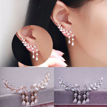 Design Rhinestone Tassel Leaves Stud Earring Ear Drop Ear Stud Earrings Women Statement Jewelry EF8