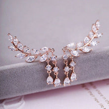 Design Rhinestone Tassel Leaves Stud Earring Ear Drop Ear Stud Earrings Women Statement Jewelry EF8