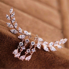 Design Rhinestone Tassel Leaves Stud Earring Ear Drop Ear Stud Earrings Women Statement Jewelry EF8