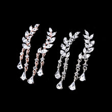 jewelry Korean silver gold crystal leaves drop earrings For women Gift EF8
