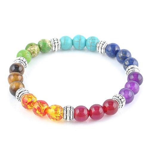 7 Chakra Mixed Stone Healing Pray Mala Chakra Bracelet Men Women Bracelet Buddha Beads Jewelry  EF8