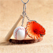 s 4 Colors Mini Three-piece baseball glove wooden bat keychain keyring fans souvenir novelty party gifts  EF8