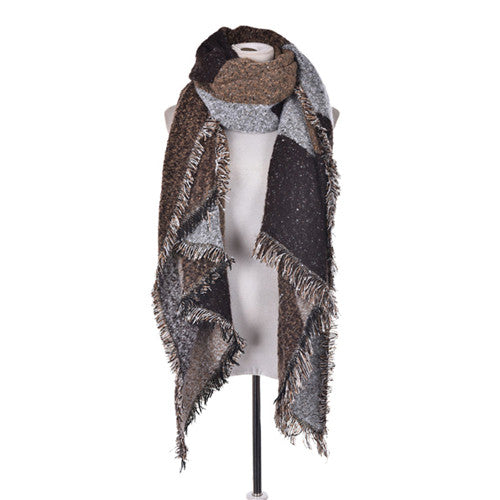 s Wool Tassels Plaid Checks Wide Lattices Long Scarf Shawl Wrap Scarve3 Colors EF8