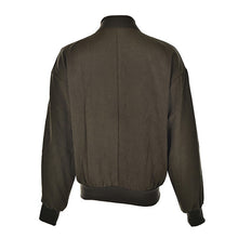 s Women Solid Flight Army Green Bomber Jacket Rib Sleeve Zipper Short Air Force Baseball Coats Clothing EF8
