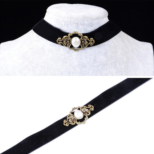 Charm Pendant Jewelry Women Vintage Black Velvet Retro Choker Collar Bib Necklace  EF8