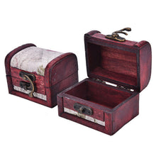 Chic Vintage Metal Lock Mini Stamp Jewelry Treasure Chest Case Wooden Box  EF8