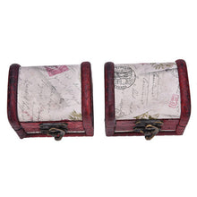 Chic Vintage Metal Lock Mini Stamp Jewelry Treasure Chest Case Wooden Box  EF8