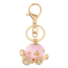 s Lovely Pumpkin Carriage Crystal Pendant Charm Purse H bag Car Keyring Keychain Party Birthday Gift Pink White Colors EF8