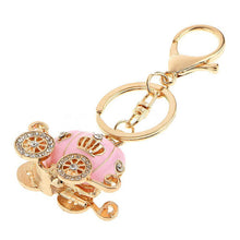 s Lovely Pumpkin Carriage Crystal Pendant Charm Purse H bag Car Keyring Keychain Party Birthday Gift Pink White Colors EF8