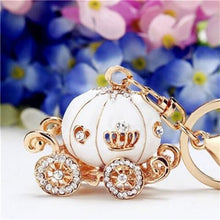s Lovely Pumpkin Carriage Crystal Pendant Charm Purse H bag Car Keyring Keychain Party Birthday Gift Pink White Colors EF8