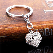 s Student Teacher's Day Gifts Friend Jewelry Charm Key Chain Love Heart Alloy Crystal Teacher Keyring  EF8