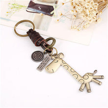 s Trendy Cute PU leather giraffe keychain creative Punk Style key chain charm alloy Accessories gift For Women EF8