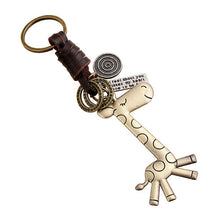 s Trendy Cute PU leather giraffe keychain creative Punk Style key chain charm alloy Accessories gift For Women EF8
