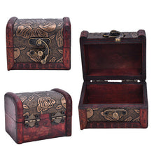 Vintage Wooden Jewelry Storage Treasure Chest Wood Box Case Organiser Gifts Carrrying Cases R om send EF8