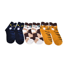 3D Animals Striped Cartoon Socks Women Girl Cat Footprints Cotton Ankle Socks EF8