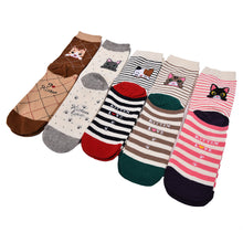 Design Cute Cartoon Cat Socks Striped Pattern Women Cotton Sock  EF8
