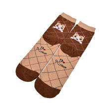 Design Cute Cartoon Cat Socks Striped Pattern Women Cotton Sock  EF8