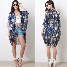 Blusas Women Flower Printed Blouse Kimono Cardigan Kimonos Vintage Femininas Casual Chiffon Blouse EF8