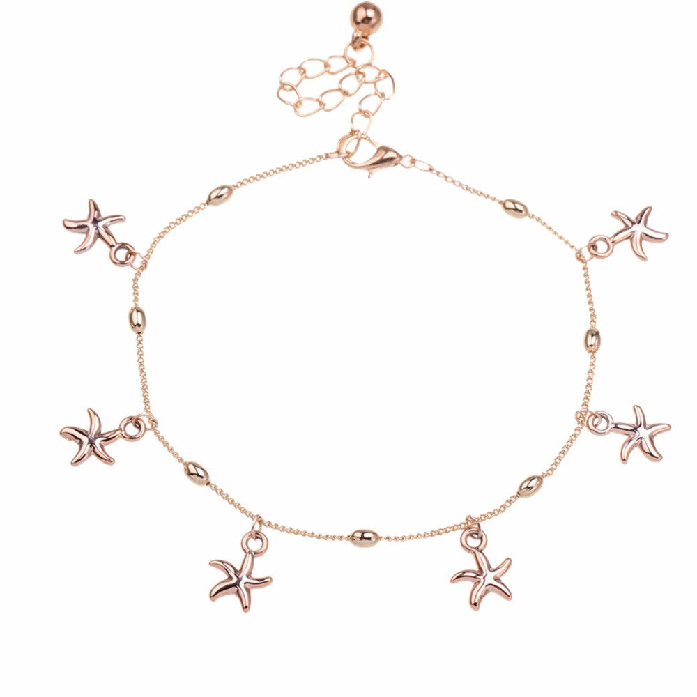 Girls Women Sea Star Ankle Barefoot Beach Bracelet Starfish Anklet Foot Chain Bracelets EF8