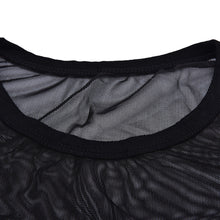 Korean Version Vertical Striped Sexy Lace Modal Base Shirt Round Neck Long-Sleeved Mesh Shirt Transparent Tops EF8