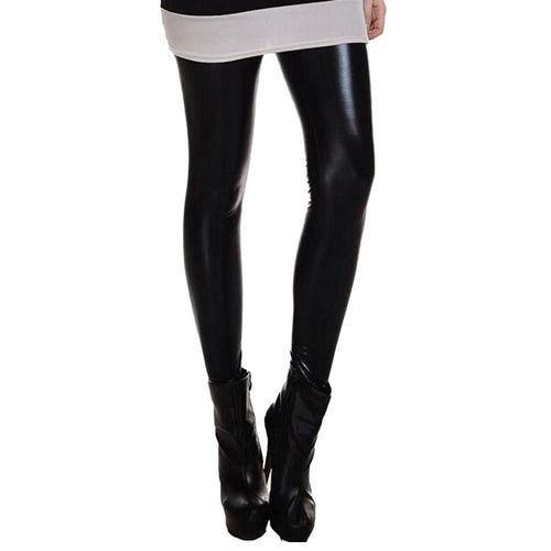 Leggings Faux Leather High Waist Stretch PU Material Pants Ladies Leather Leggings For Women EF8