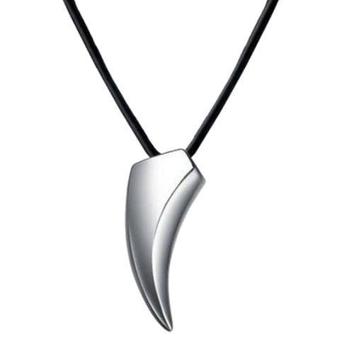 Luxury Men's Stainless Steel Wolf Tooth Pendant Necklace Animal Pendant Necklaces Leather Chain Pendant Necklace EF8