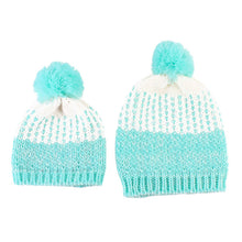 2Pcs 5 Colors Mother Baby Crochet Hats Toddler Kids Boys Girls Knitted Beanie Hat Children Adult Warm Pompon Caps EF8