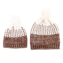 2Pcs 5 Colors Mother Baby Crochet Hats Toddler Kids Boys Girls Knitted Beanie Hat Children Adult Warm Pompon Caps EF8