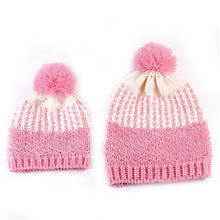 2Pcs 5 Colors Mother Baby Crochet Hats Toddler Kids Boys Girls Knitted Beanie Hat Children Adult Warm Pompon Caps EF8